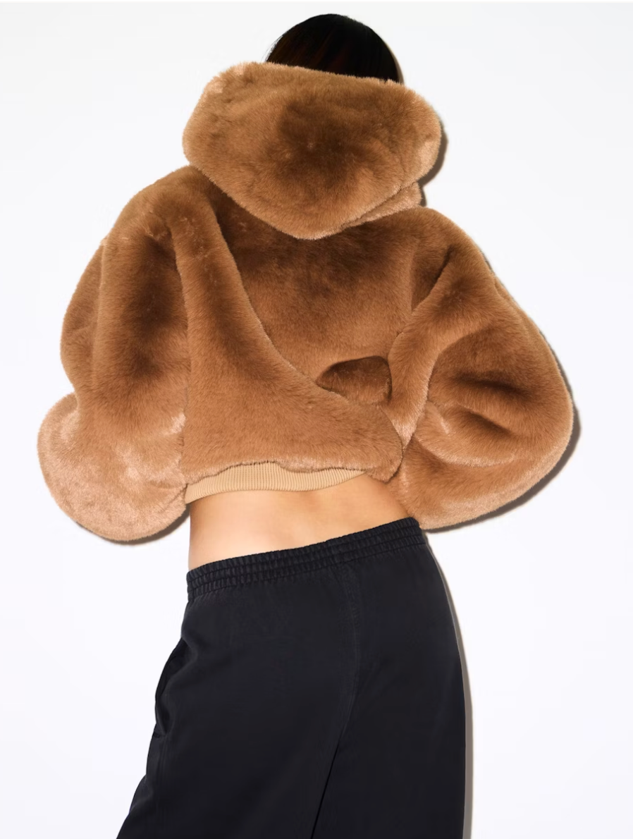 Brown Fur Zip Up Jacket